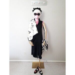 EUC Paraphrase black sheer longline button front blouse, 6